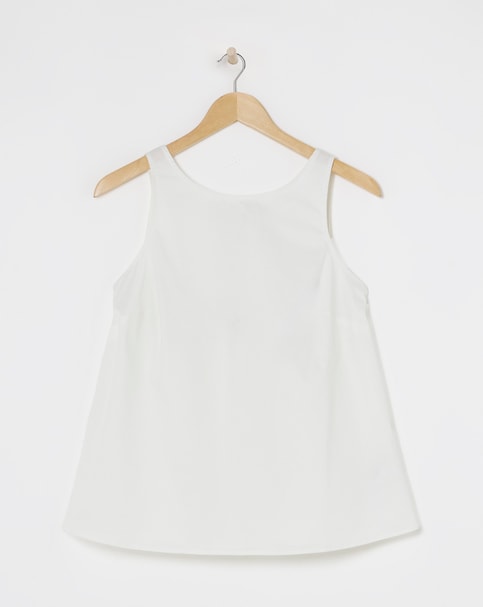 Simply Be White Bow Back Poplin Top