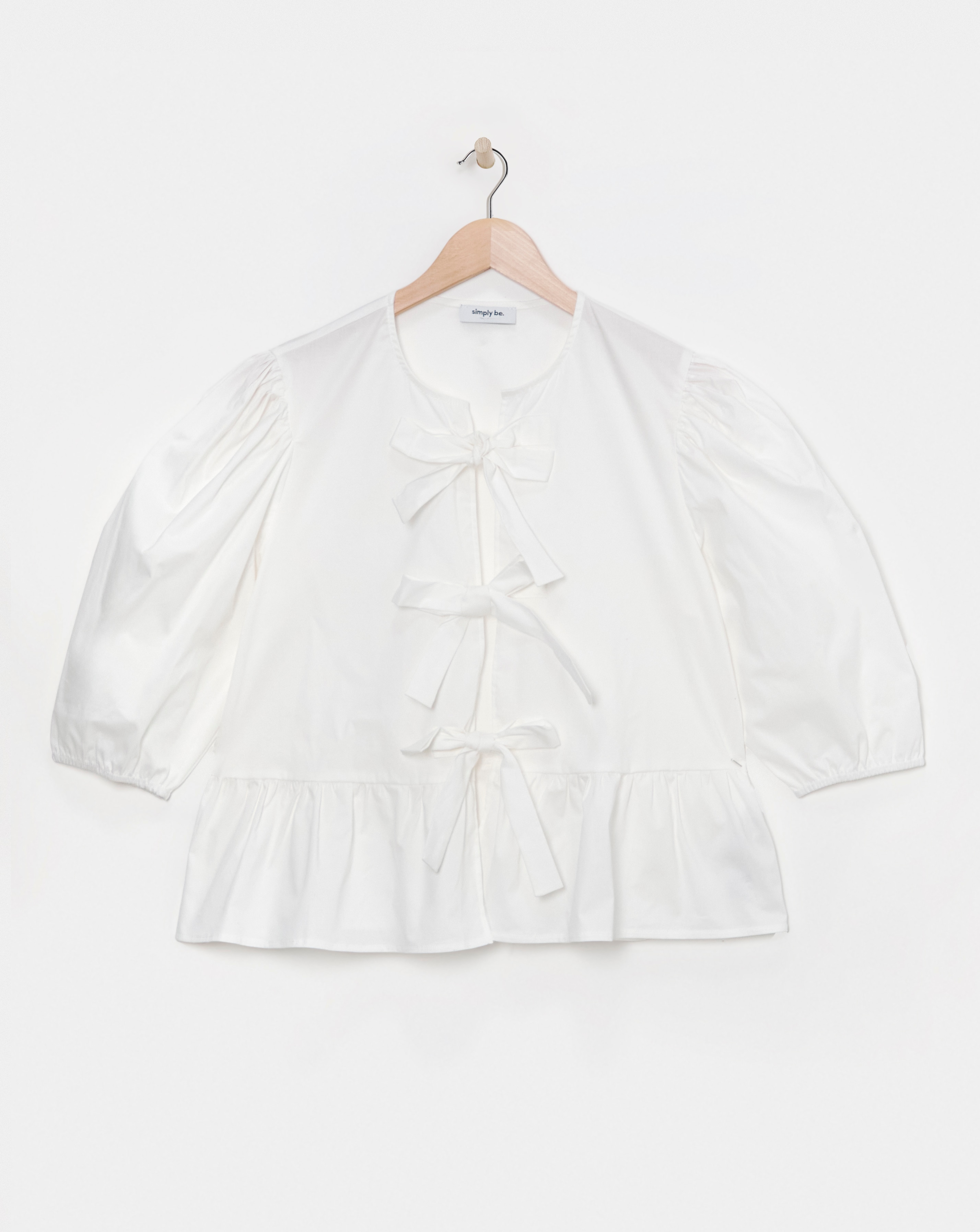 Simply Be Tie Front Puff Sleeve Top