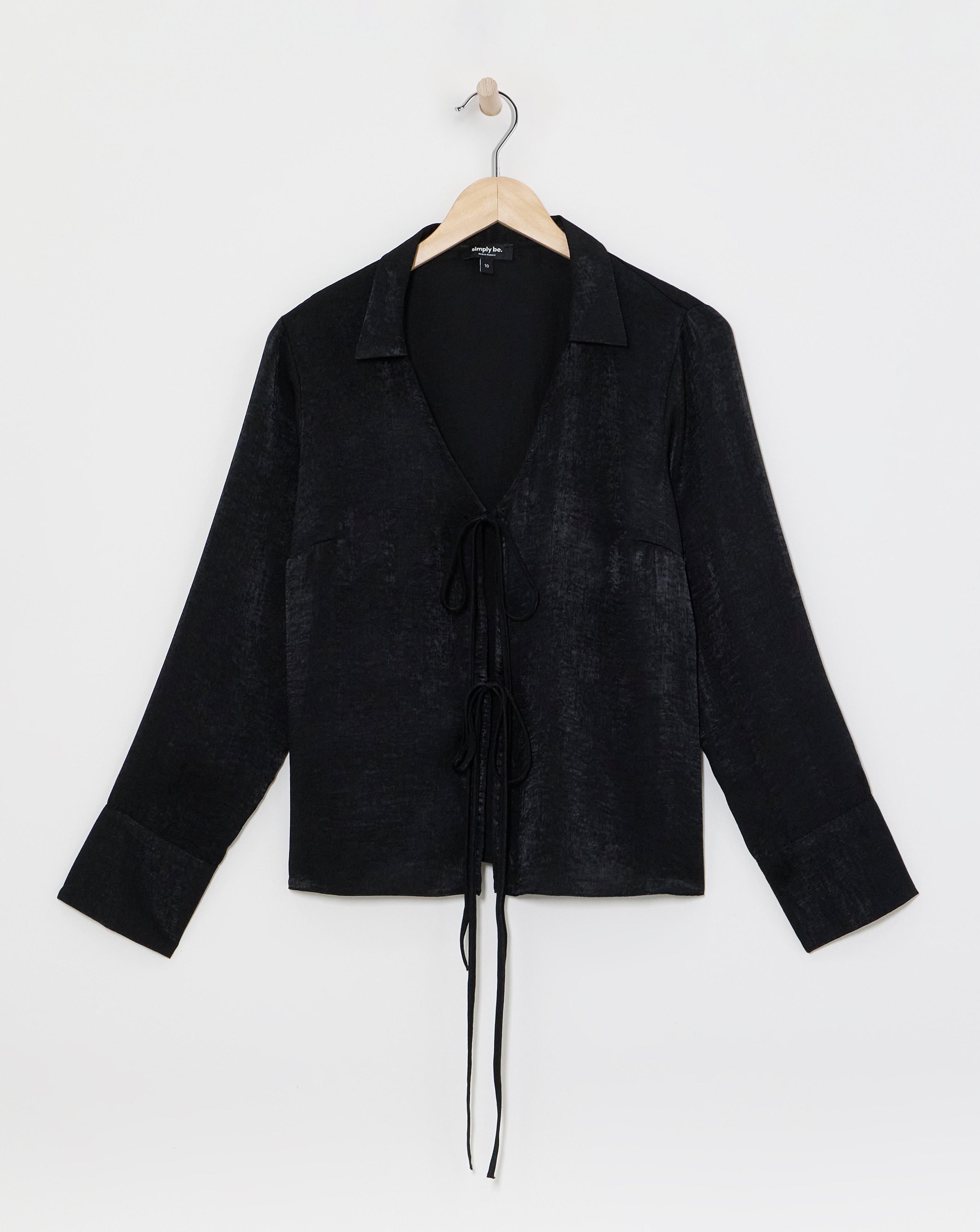 Simply Be Satin Tie Front Shirt