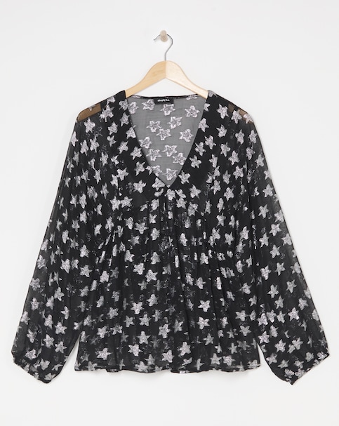 Star Jacquard Smock Top