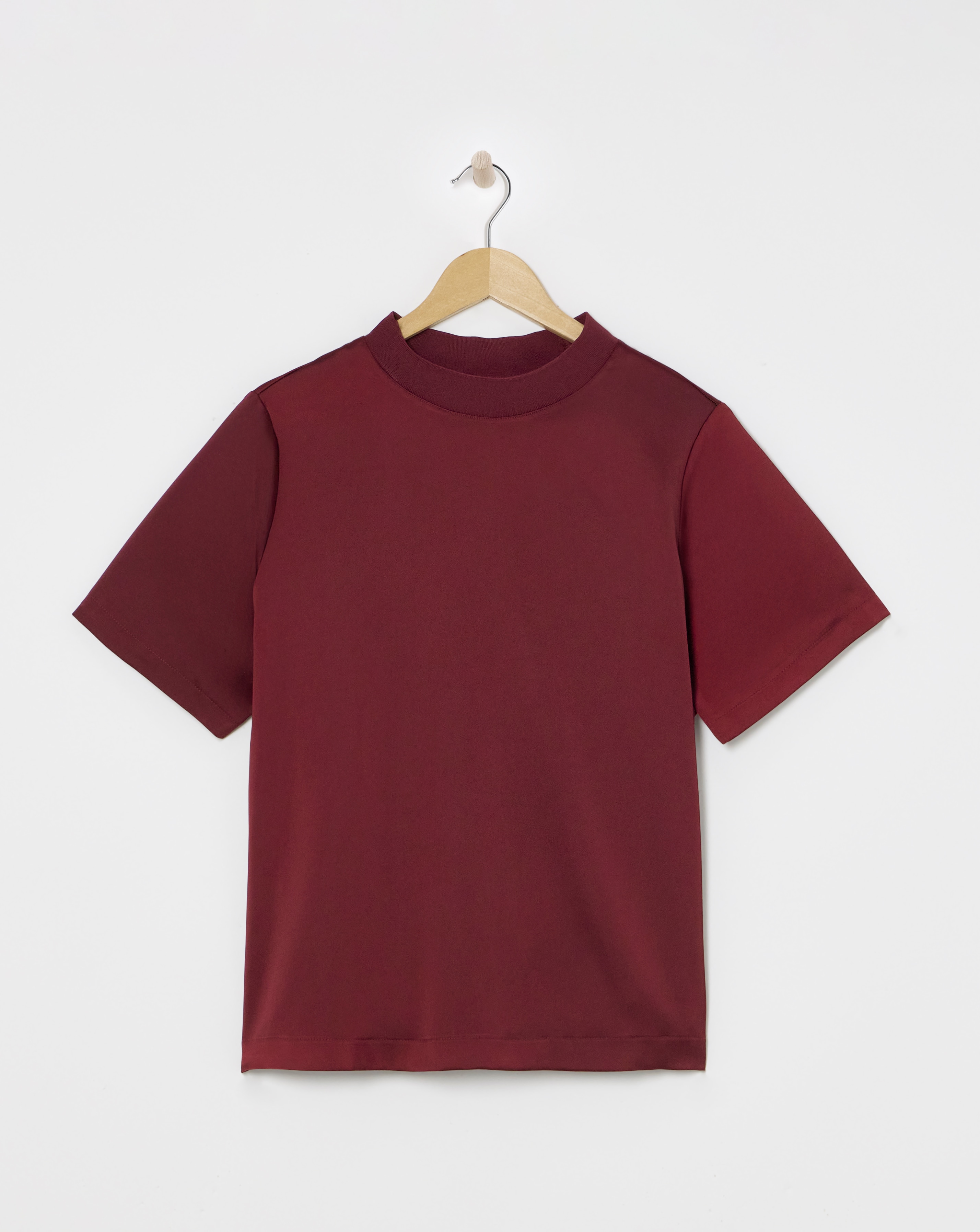 Satin Ribbed Neck Boxy Top