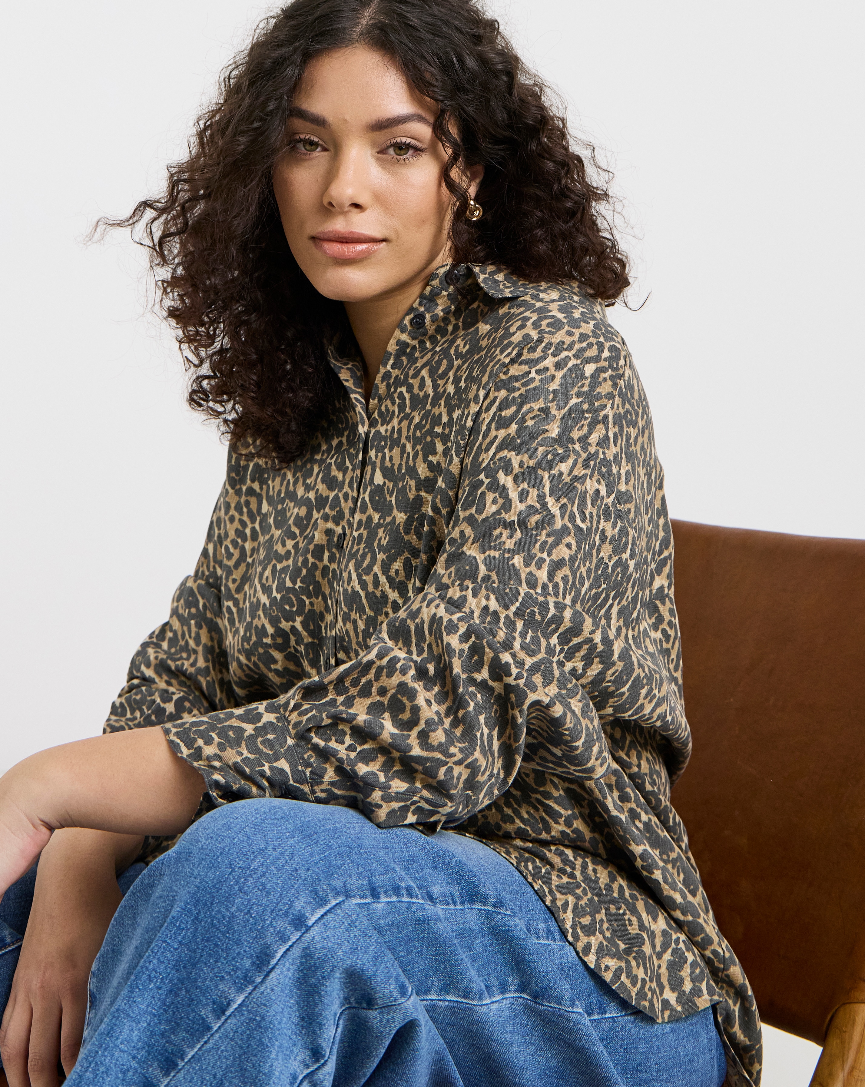 Leopard Linen Mix Shirt