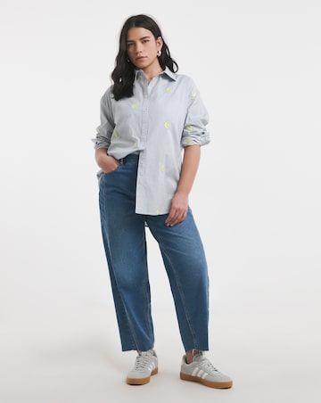 Simply Be Embroidered Lemon Stripe Oversized Shirt