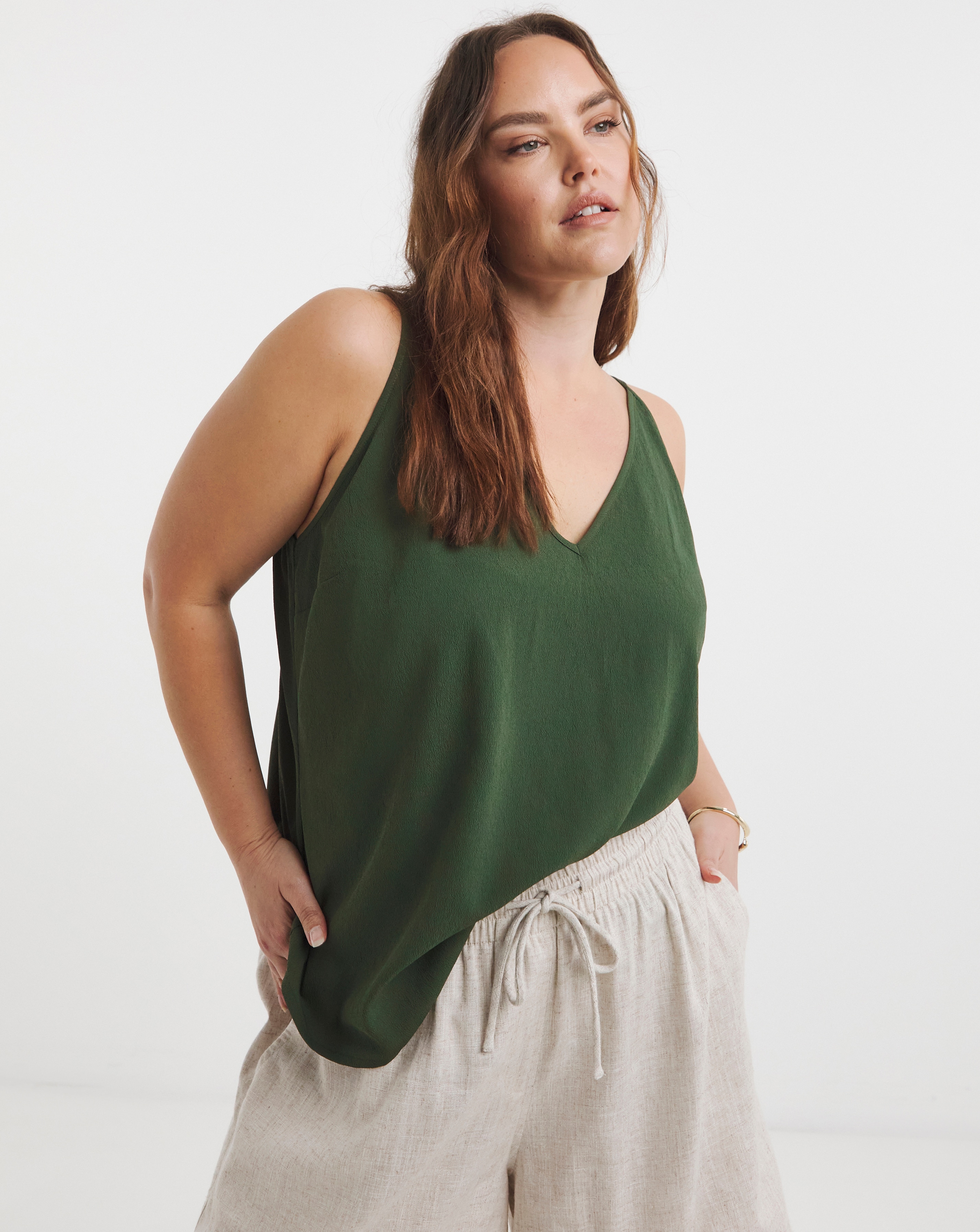 Simply Be Green V Neck Cami