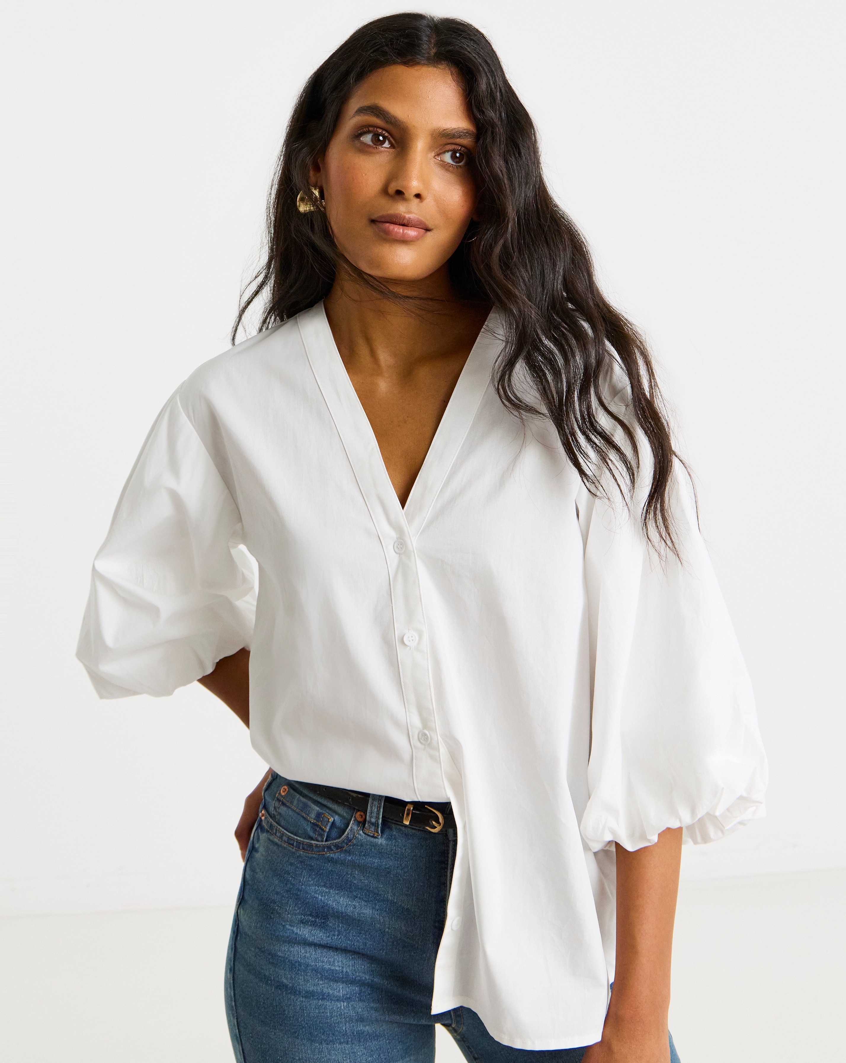 Simply Be White Button Through Blouse