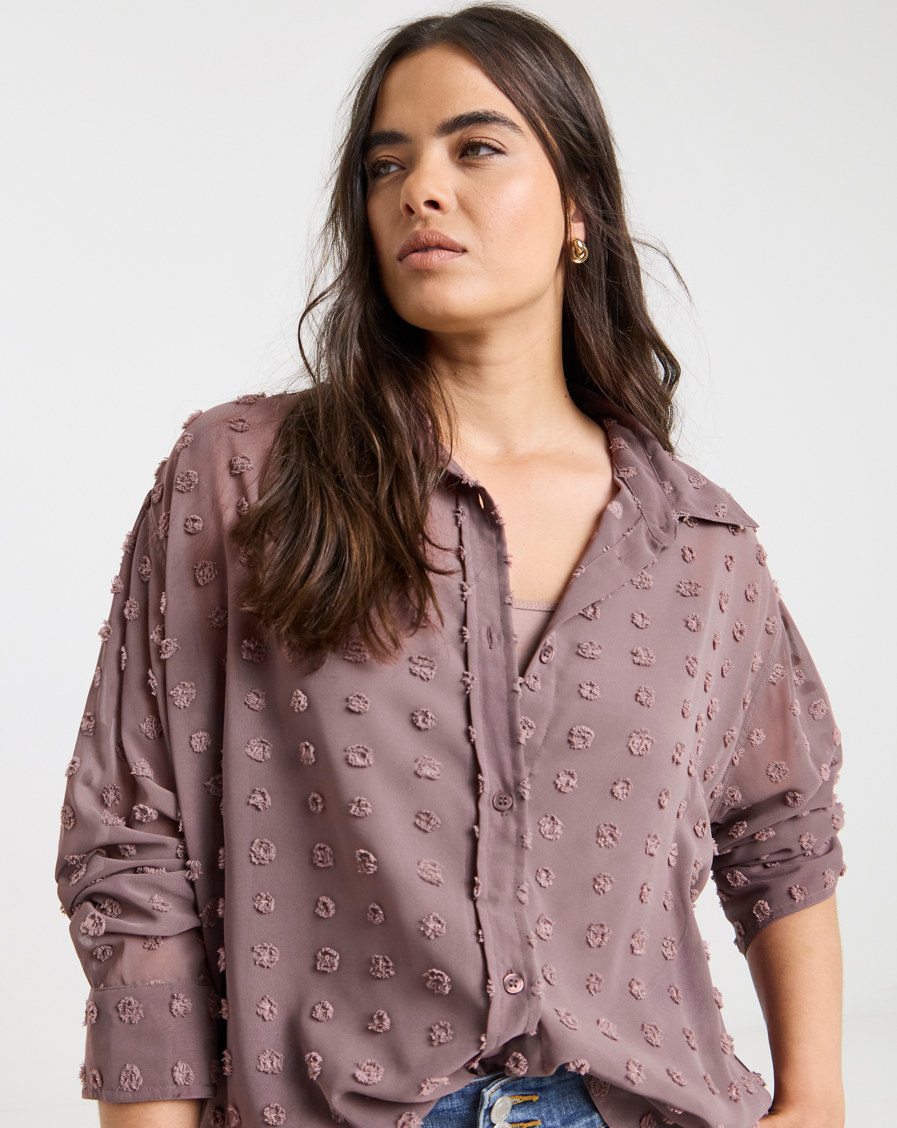 Simply Be Mauve Oversized Dobby Shirt