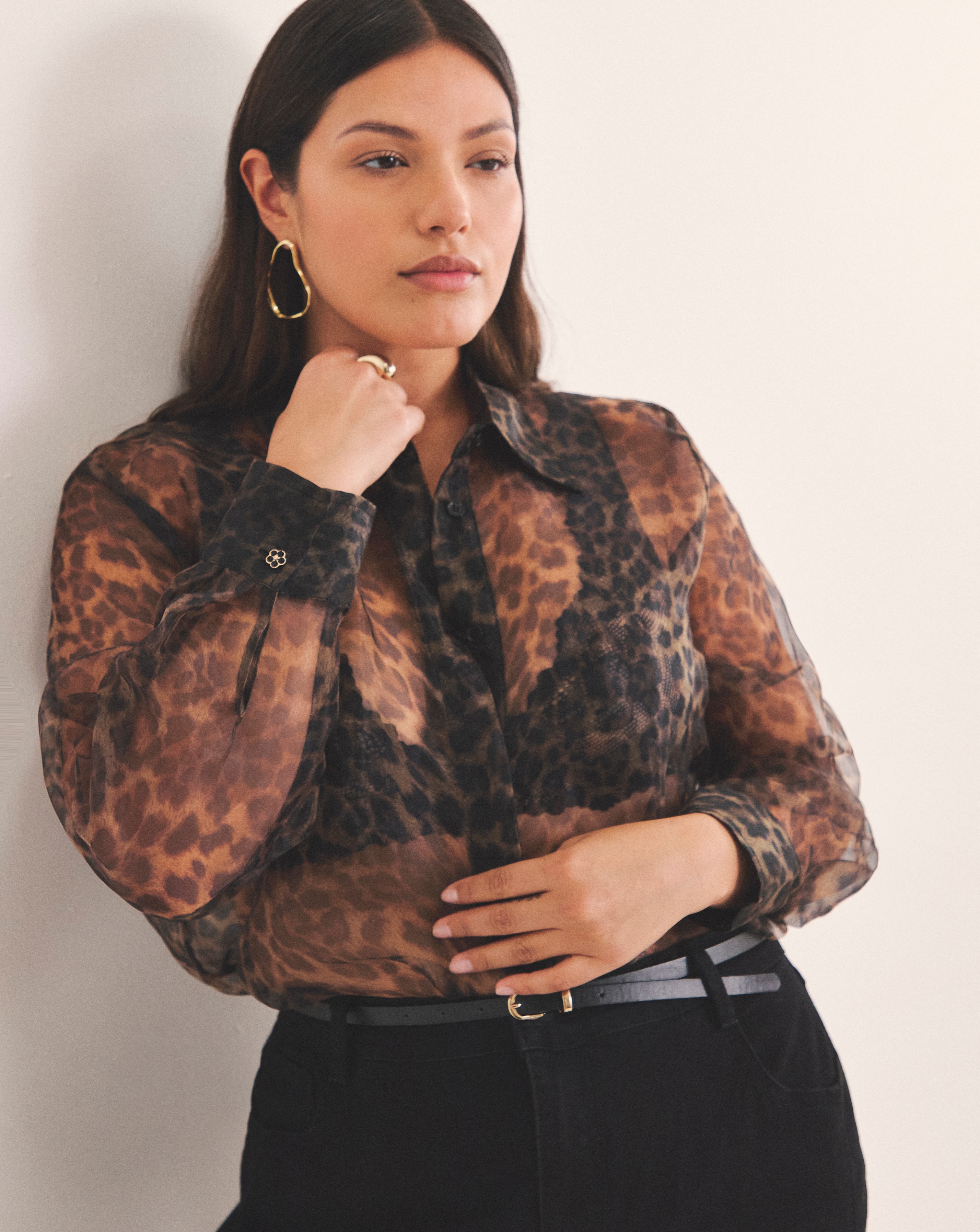 Simply Be Leopard Organza Shirt