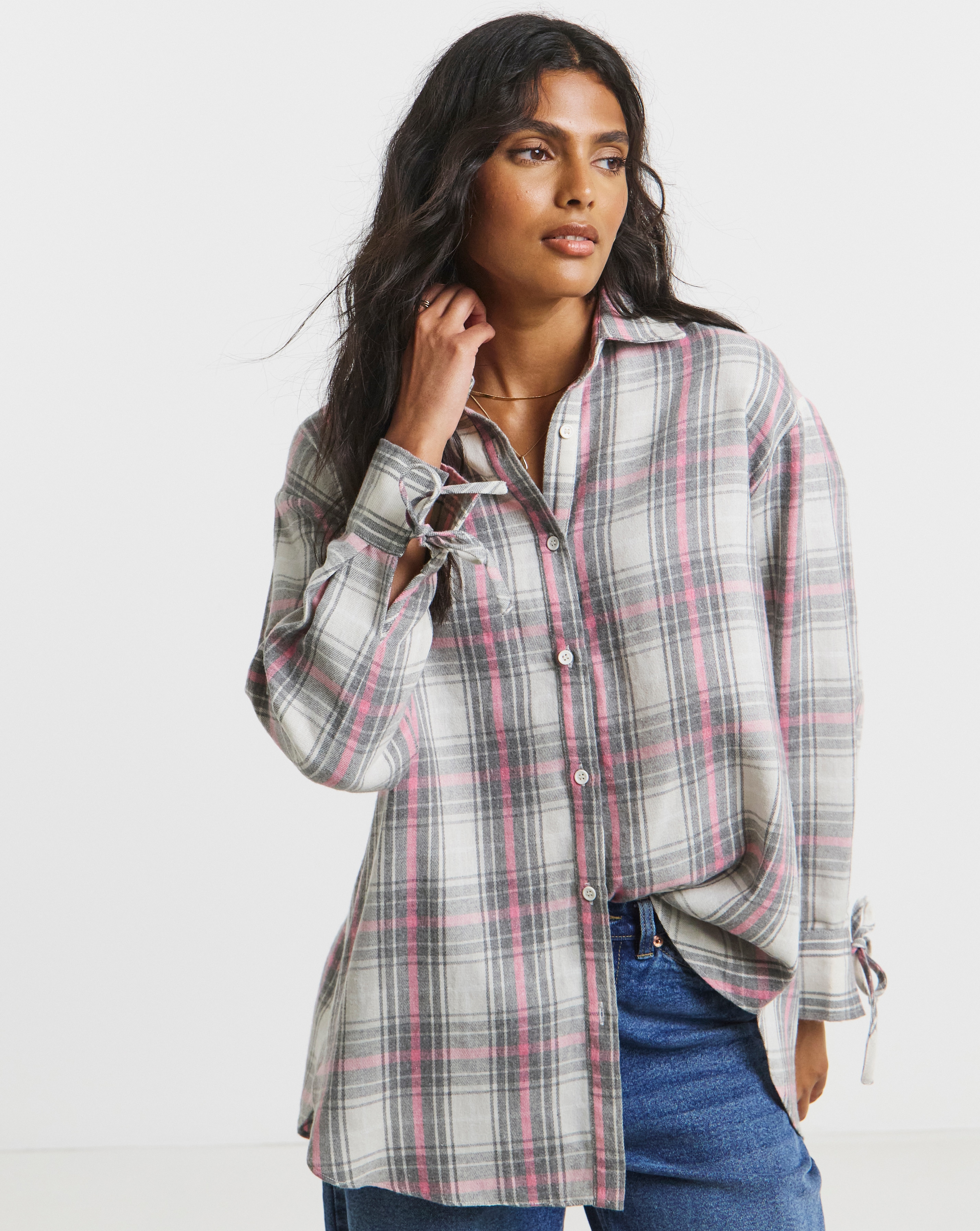 Check Open Back Shirt