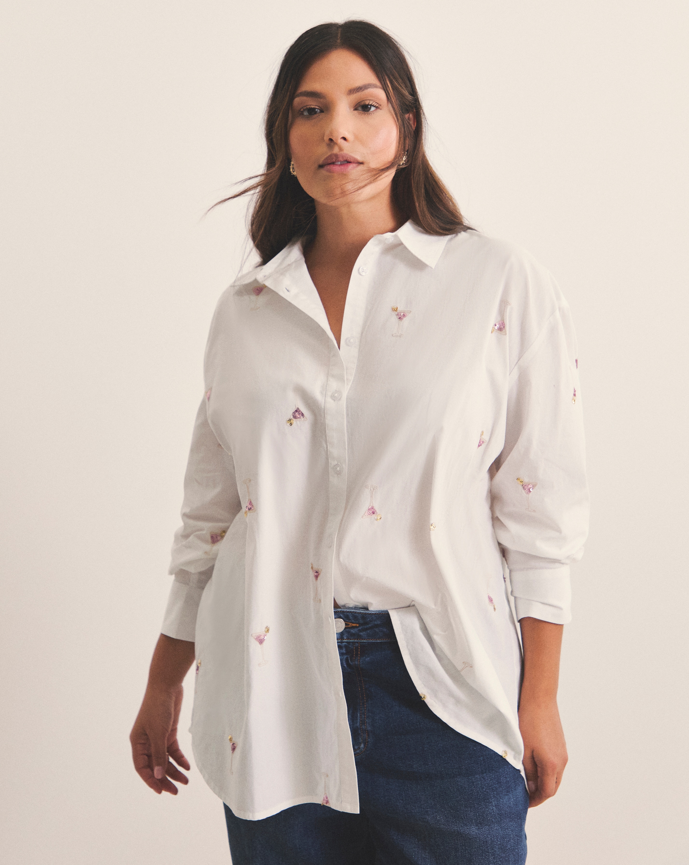 Simply Be Cocktail Embroidered Shirt