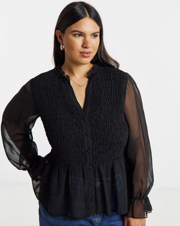 Simply BeShirred Georgette V-Neck Blouse