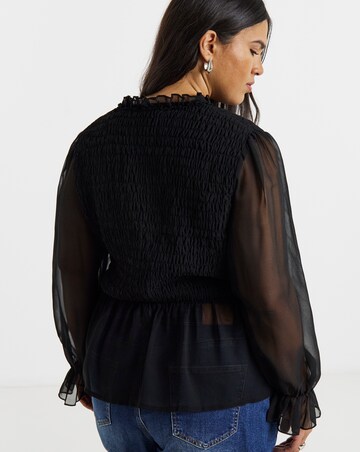 Simply BeShirred Georgette V-Neck Blouse