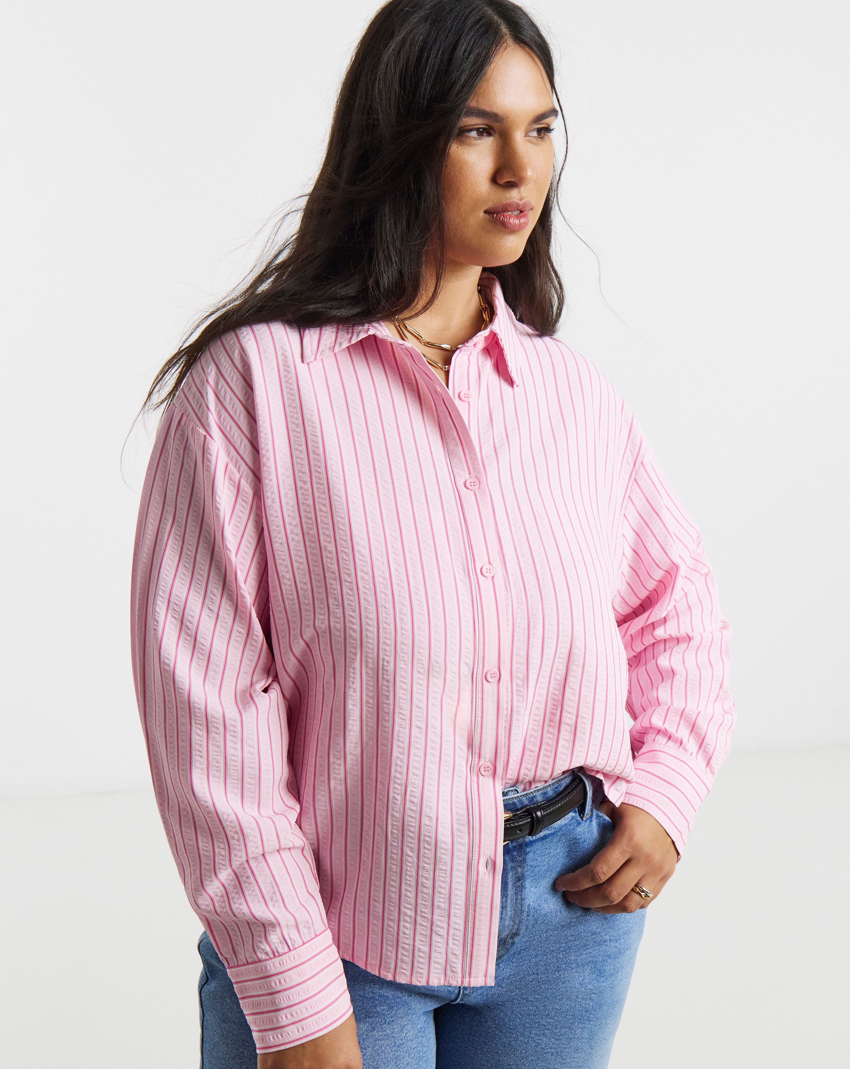 New In - Boxy Striped Seersucker Shirt
