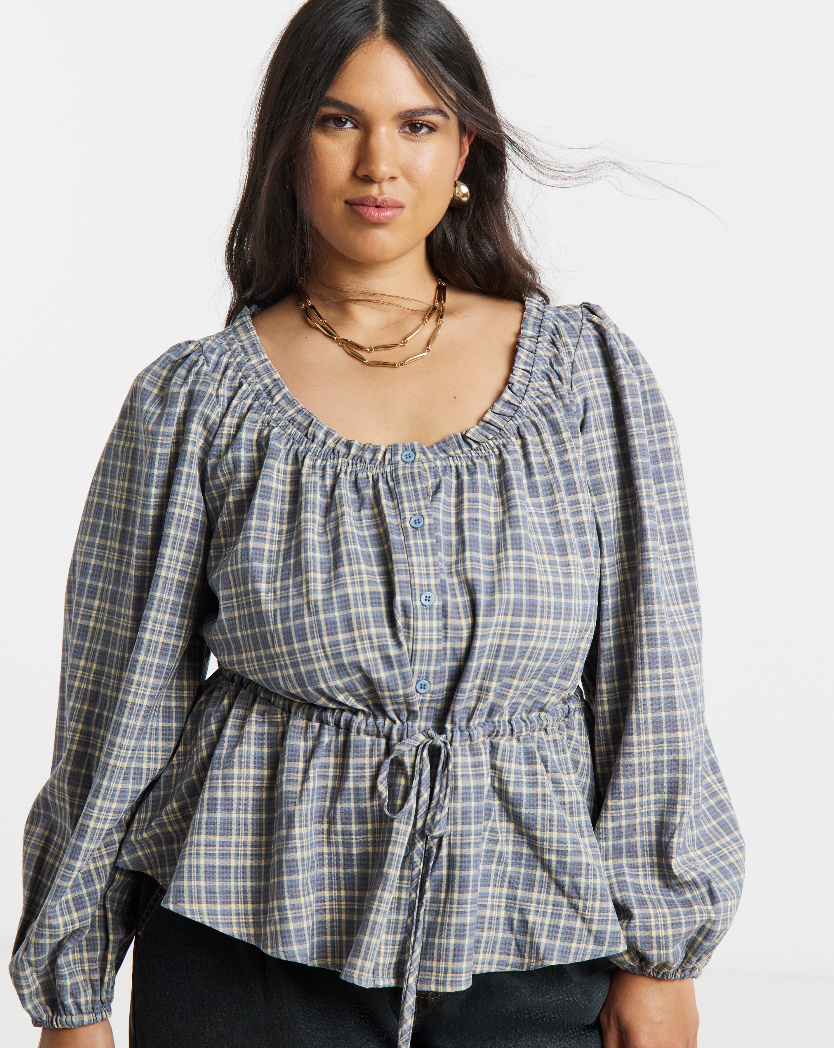 New In - Cinch Square Neck Prairie Blouse