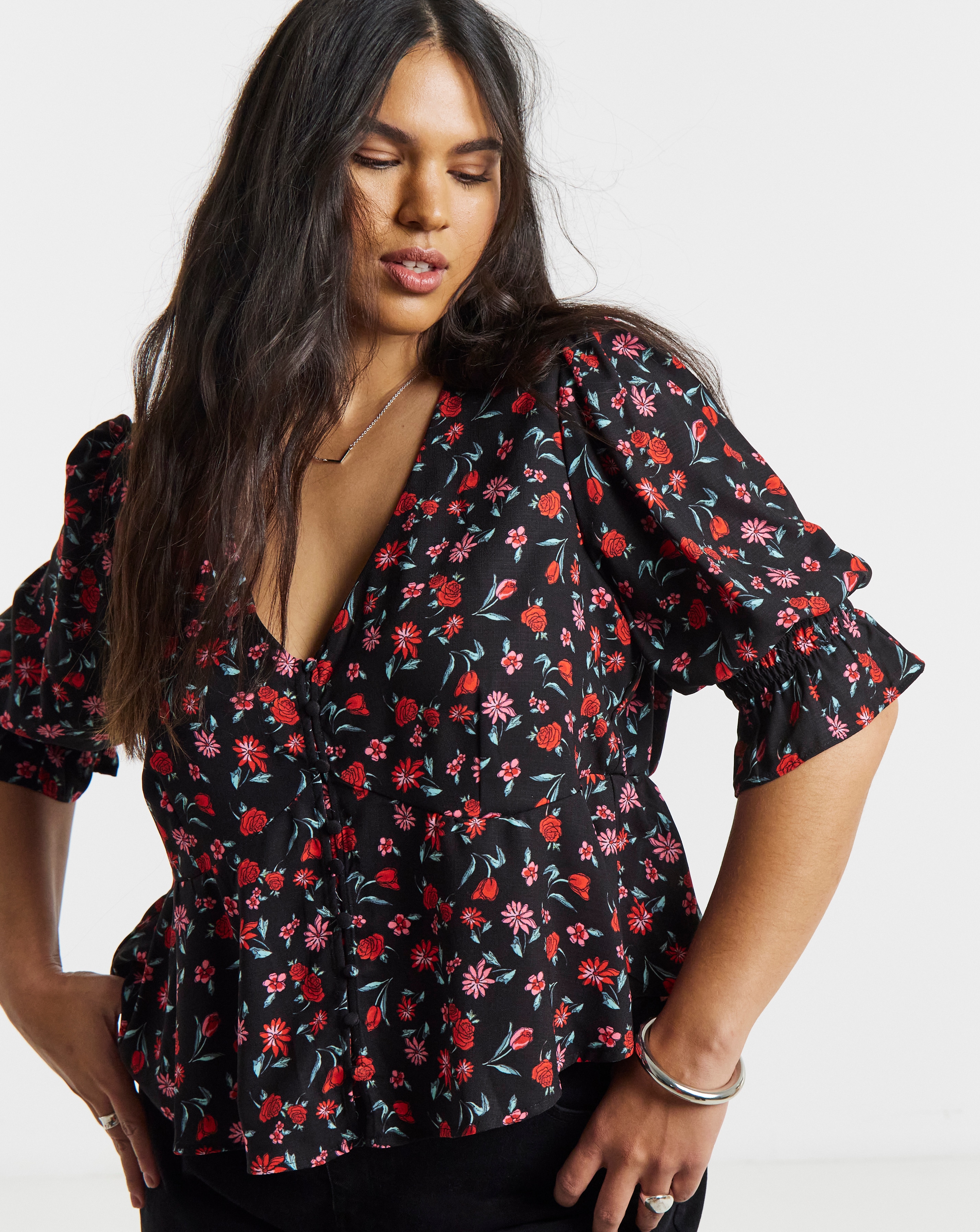 New In - Shirred Sleeve Tea Blouse