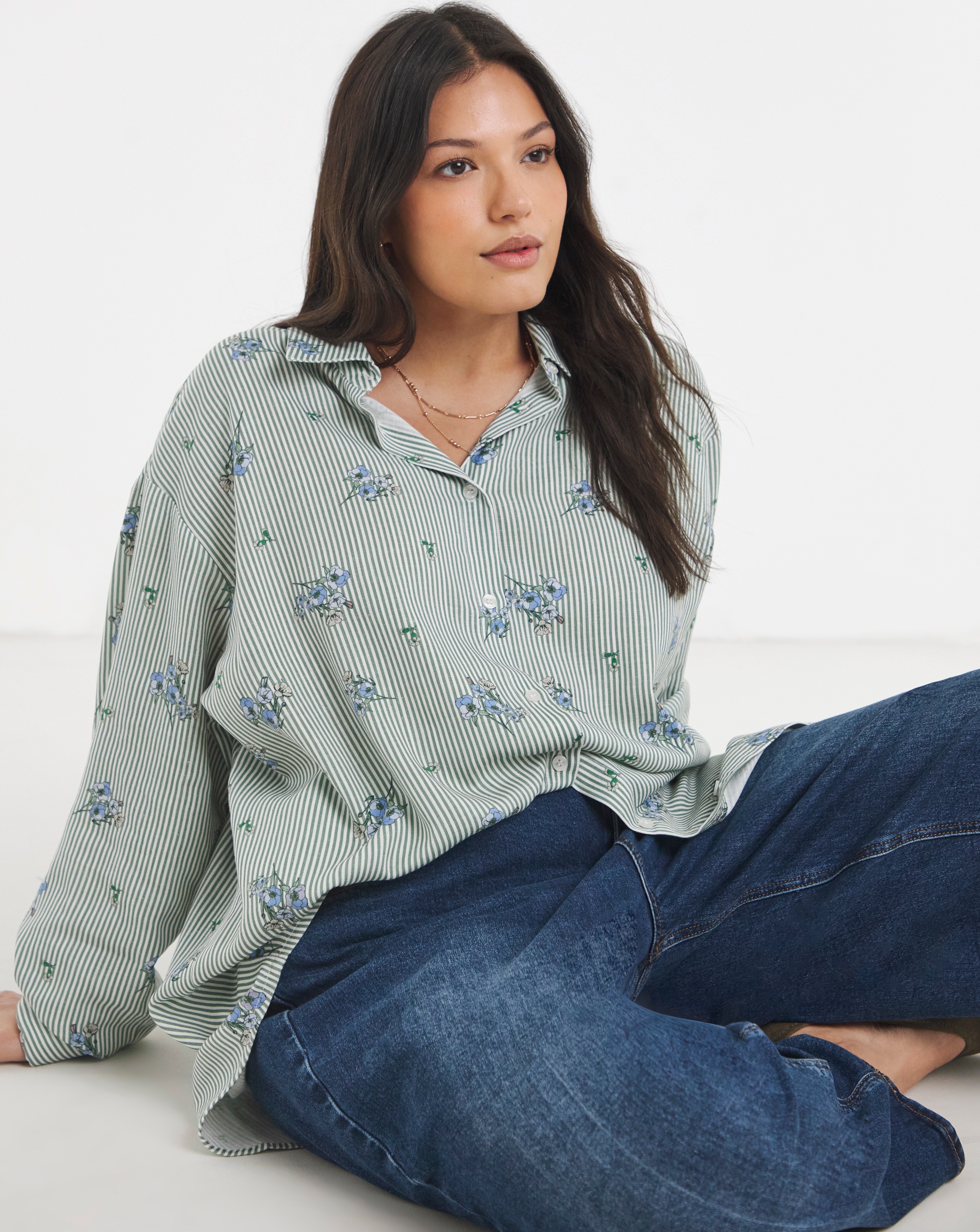 New In - Stripe Linen Mix Boxy Shirt