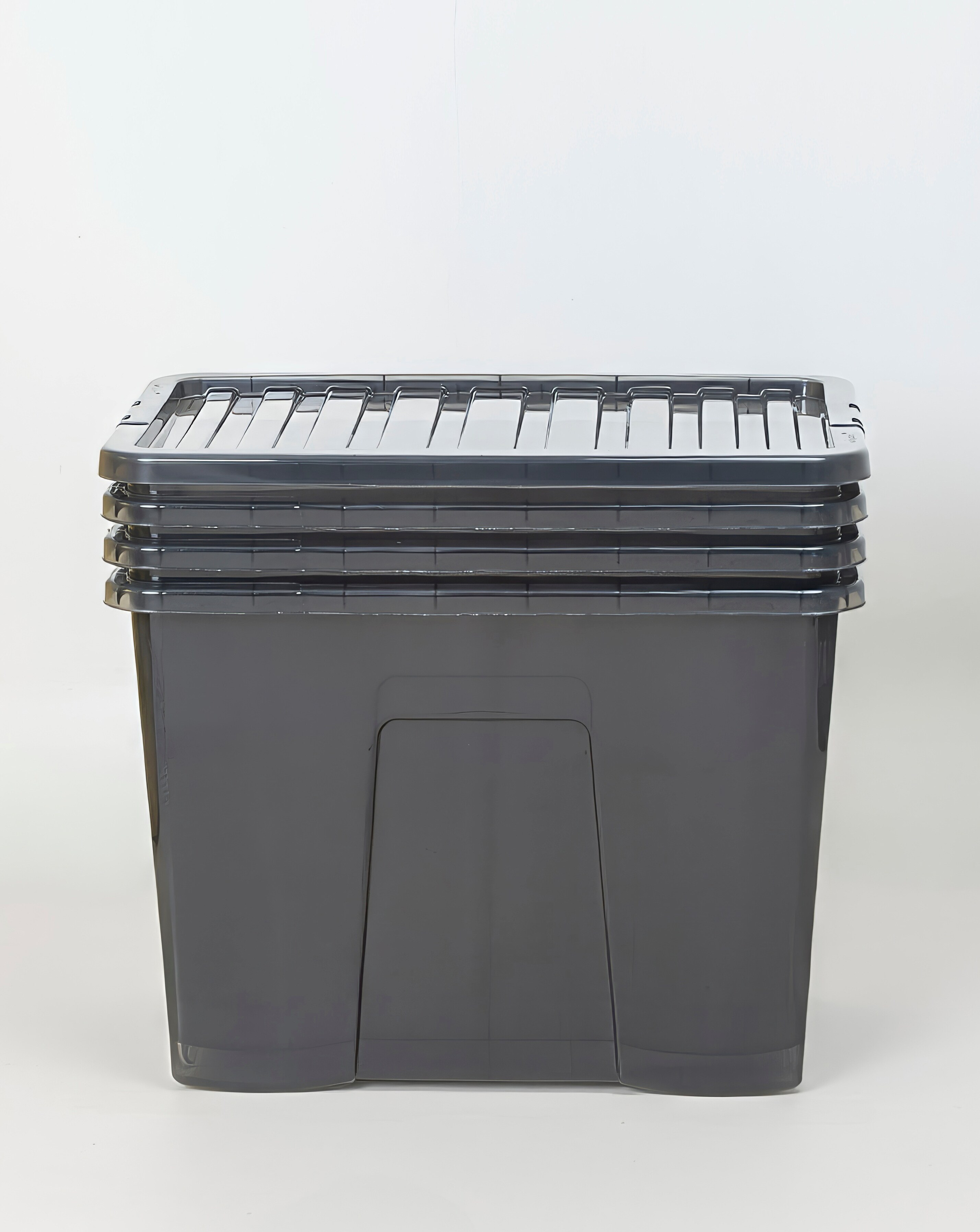 Wham Crystal Smoke Grey 80L Box and Lid 4PK