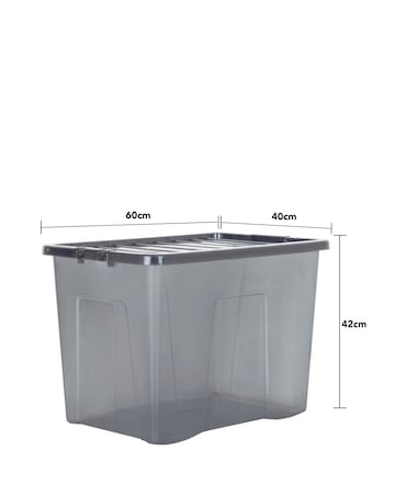 Wham Crystal Smoke Grey 80L Box and Lid 4PK