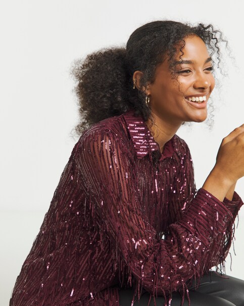 Joanna Hope Tassle Sequin Shirt