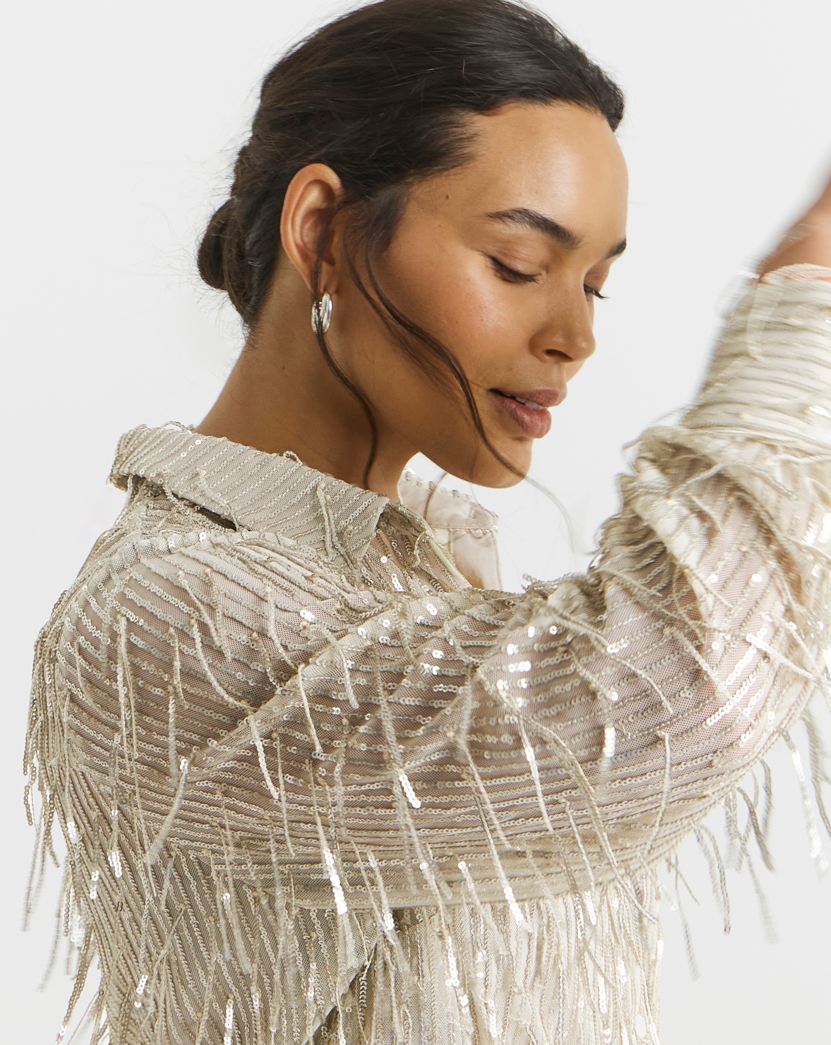 Joanna Hope Tassle Sequin Shirt