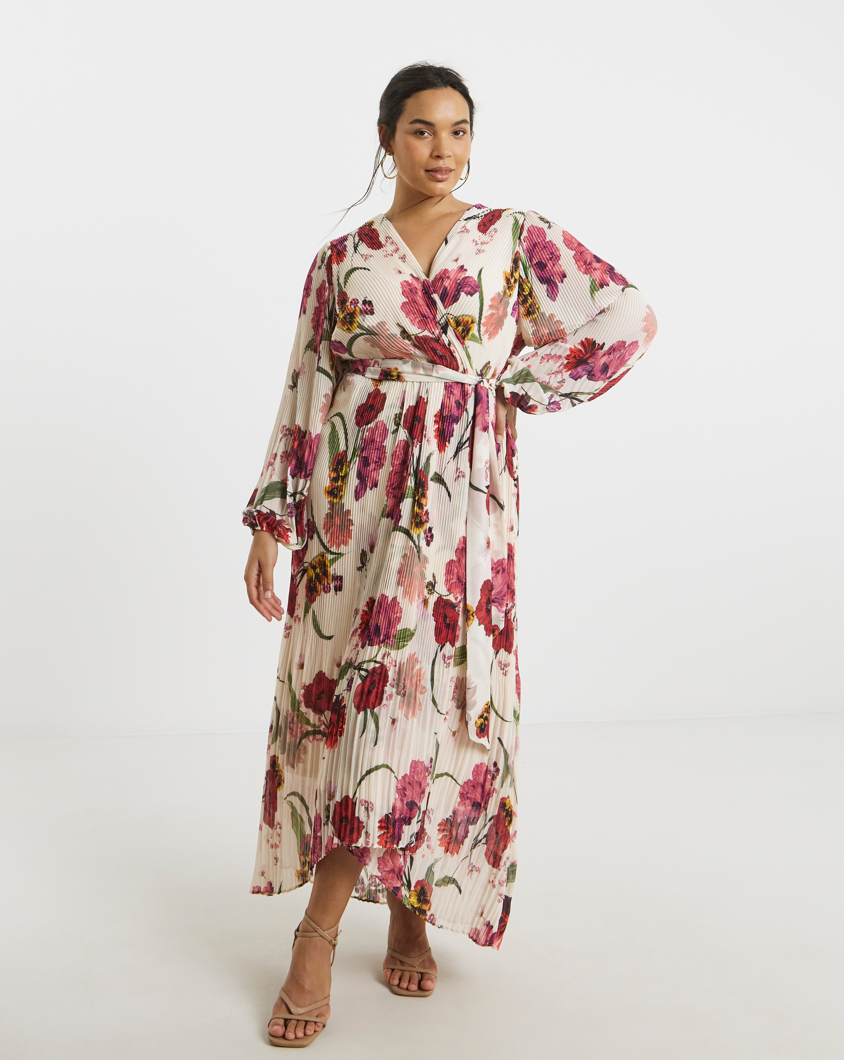 Joanna Hope Pleated Wrap Dress