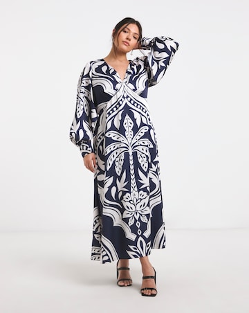 Joanna Hope Printed Long Sleeve Tea Dress