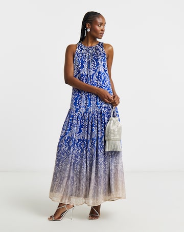 Joanna Hope Printed Halter Neck Dress With Metallic Thread