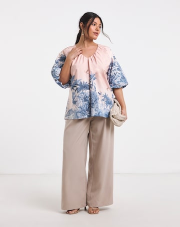 Joanna Hope Cotton Volume Printed Blouse