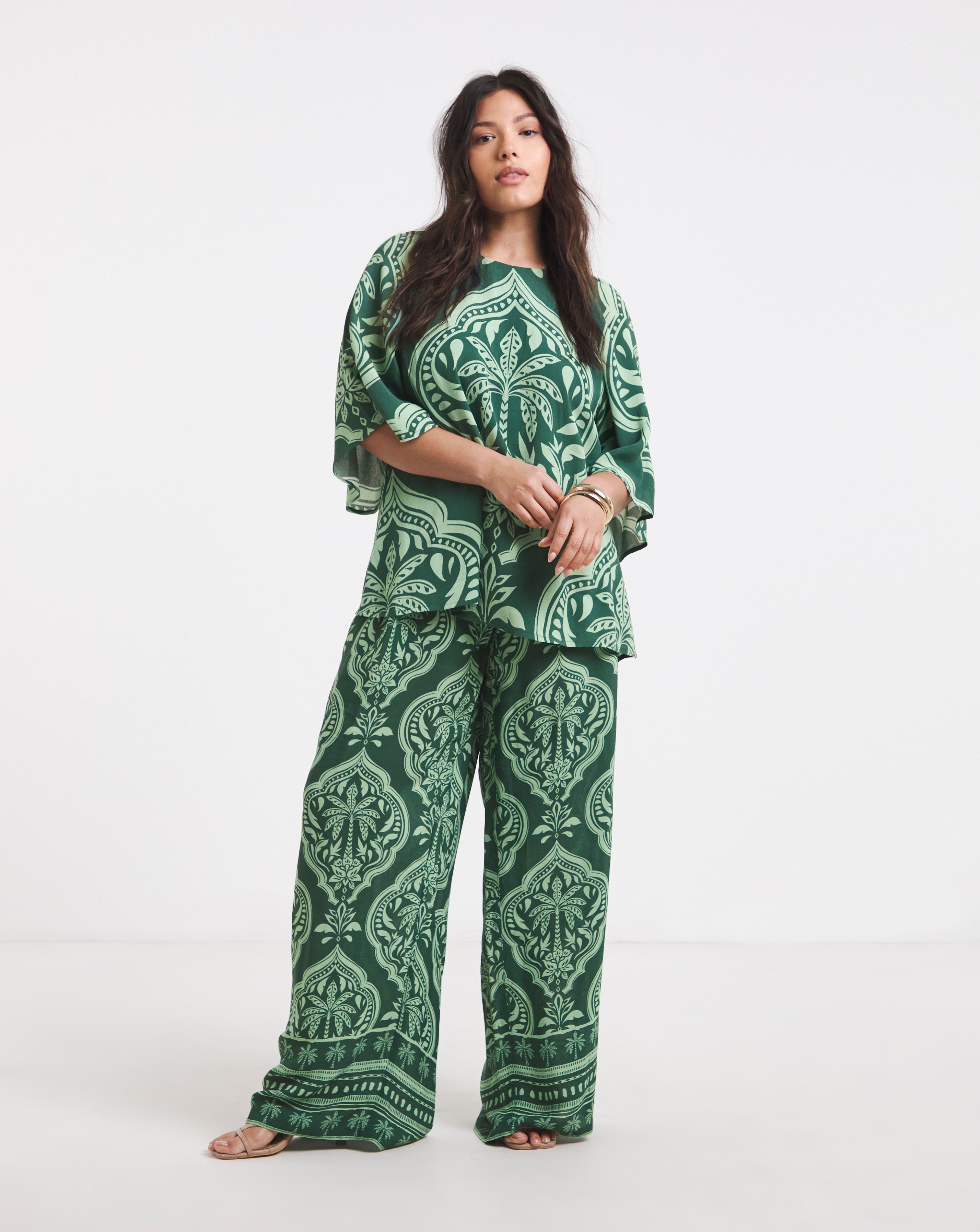 New In - Joanna Hope Wide Leg Printed Trousers