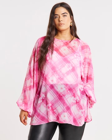 Joanna Hope Check Pleated Blouse