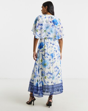 Joanna Hope Cape Sleeve Printed Tea Dress