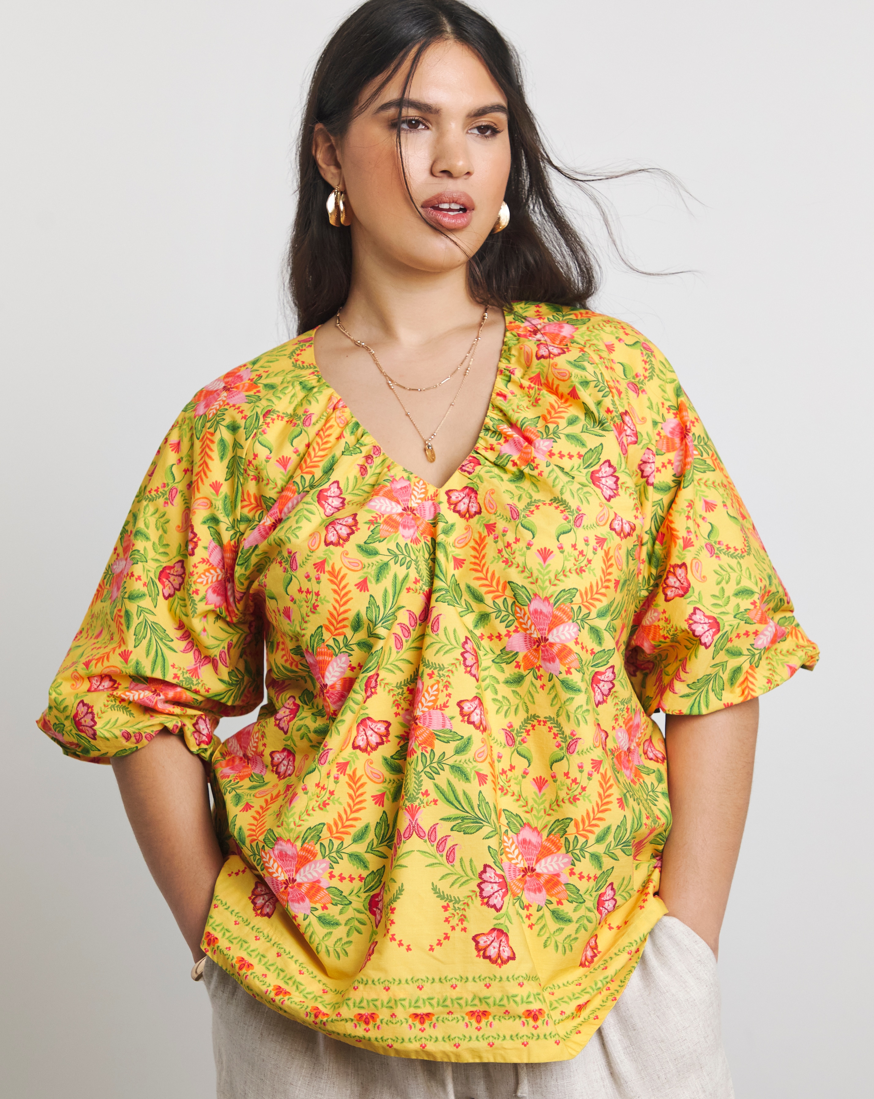 New In - Joanna Hope Cotton Poplin Blouse