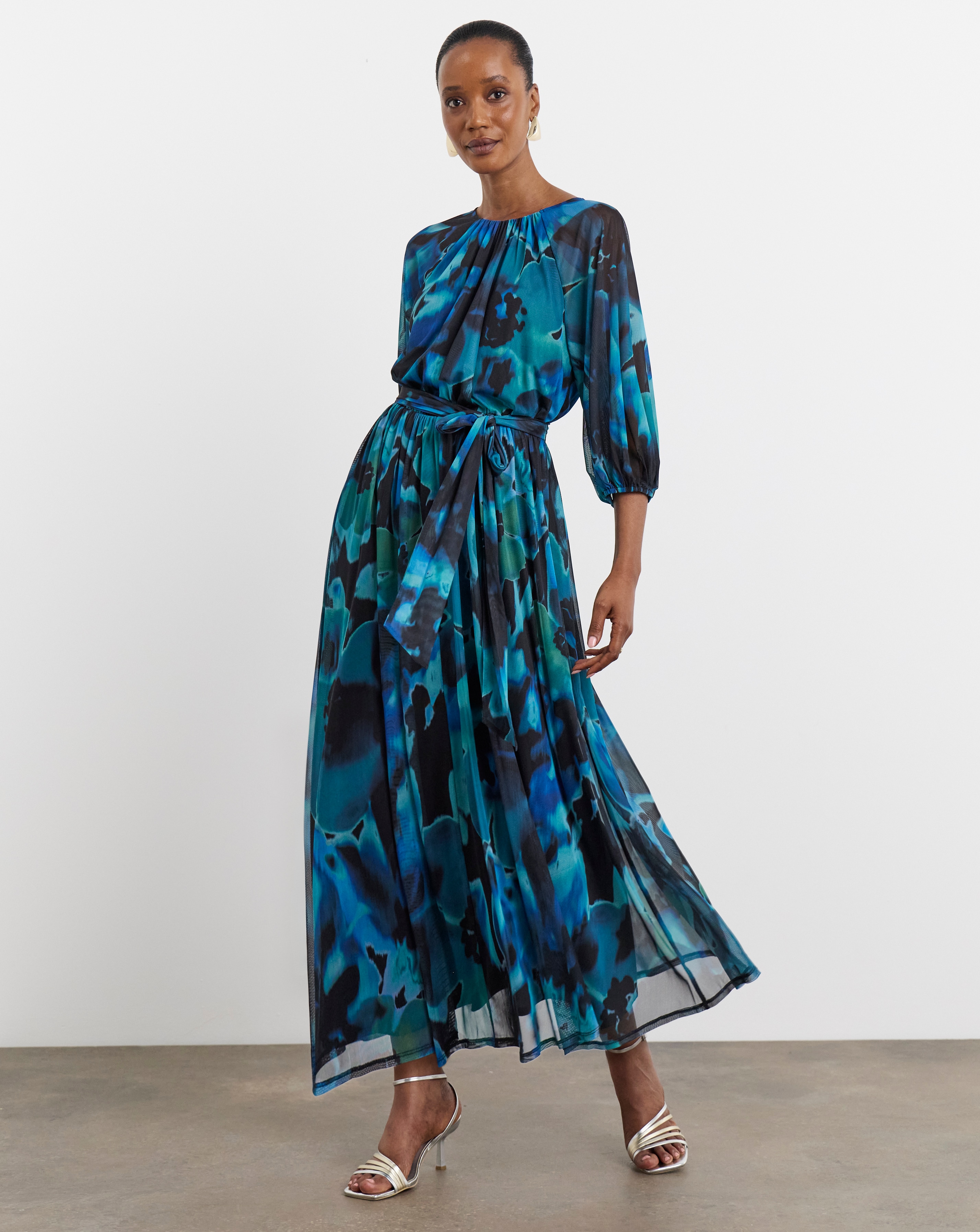 Joanna Hope Printed Mesh Maxi Dress