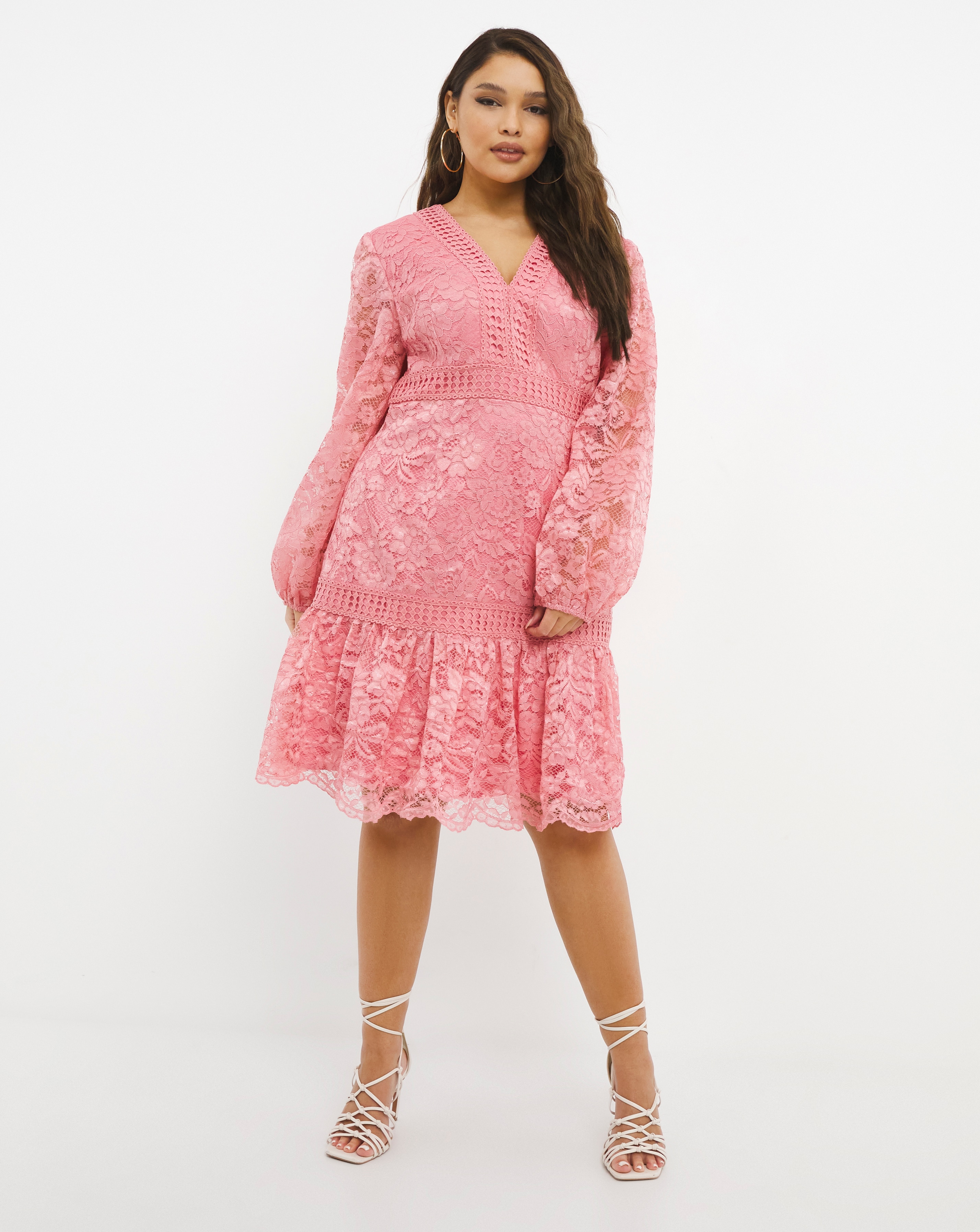 Chi chi london lace a sales line mini dress with long sleeves