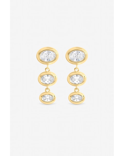 Inicio Gold Graduated Cubic Zirconia Bezel Drop Earrings
