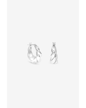 Inicio Silver Fluid Twist Hoops