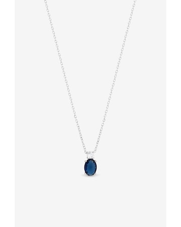 Simply Silver 925 Sterling Silver Sapphire Pendant - Gift Pouch