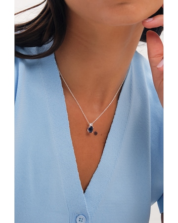 Simply Silver 925 Sterling Silver Sapphire Pendant - Gift Pouch
