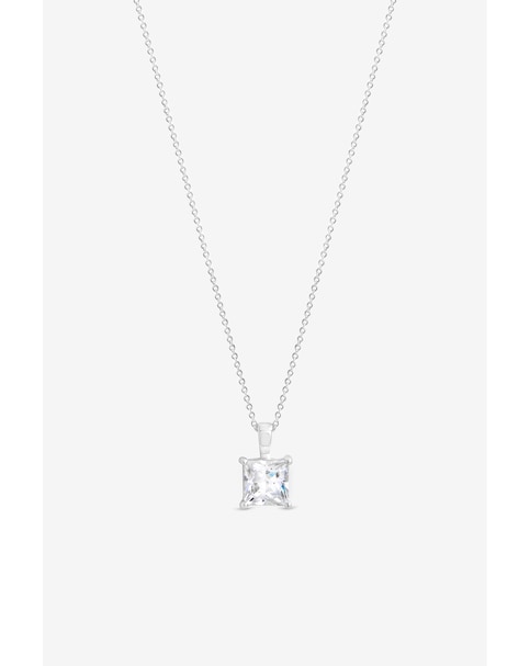 Simply Silver 925 Sterling Silver Princess Cut Pendant - Gift Pouch