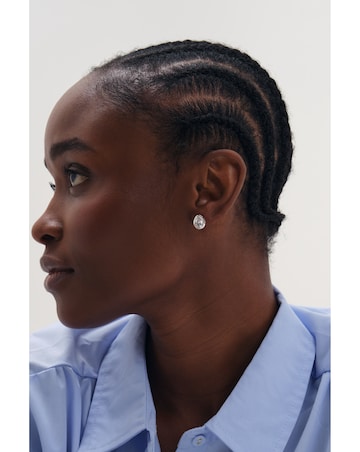Inicio Silver Pear Bezel Studs