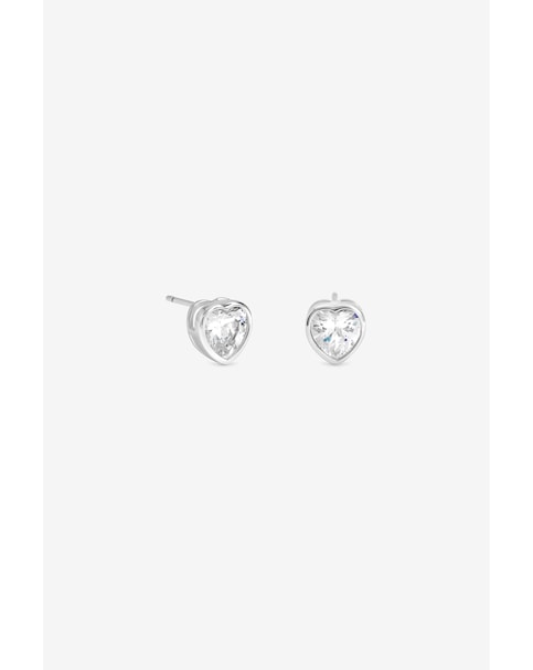 Inicio Silver Heart Bezel Studs