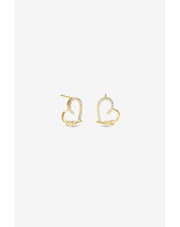 Inicio Gold Pave Open Heart Studs