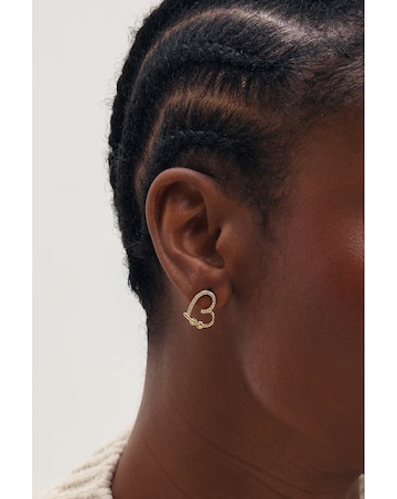 Inicio Gold Pave Open Heart Studs