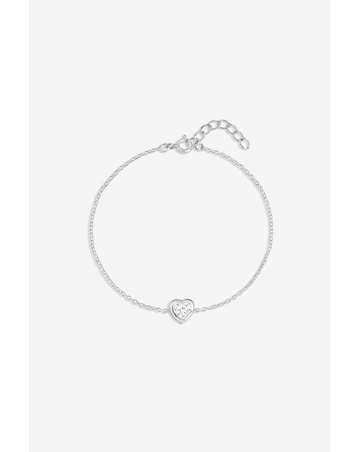 Simply Silver 925 Sterling Silver Bezel Heart Bracelet - Gift Pouch