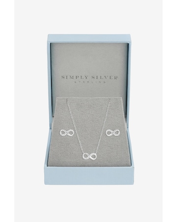Simply Silver 925 Sterling Silver Pave Infinity Set - Gift Box