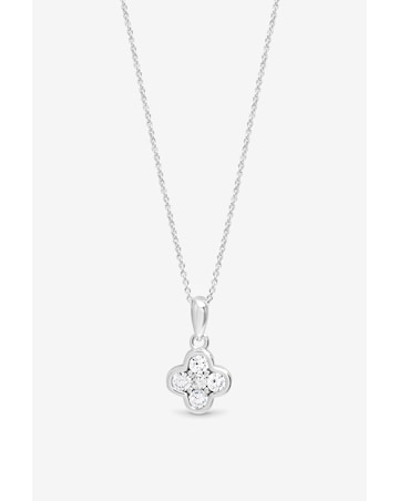 Simply Silver 925 Sterling Silver Cubic Zirconia Clover Pendant - Gift Pouch