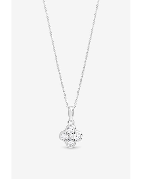 Simply Silver 925 Sterling Silver Cubic Zirconia Clover Pendant - Gift Pouch