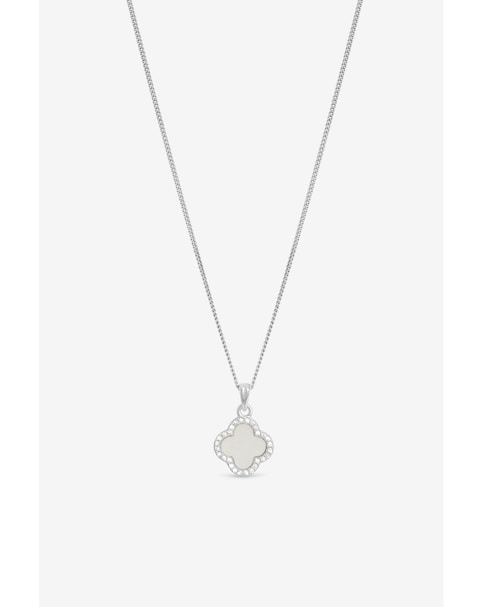 Simply Silver 925 Sterling Silver Cubic Zirconia & Mother Of Pearl Pendant