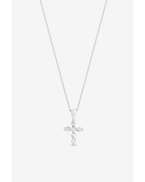Simply Silver 925 Sterling Silver Cubic Zirconia Cross Necklace - Gift Pouch