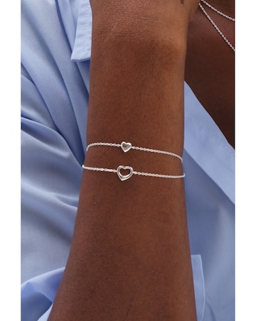 Simply Silver 925 Sterling Silver Open Heart Bracelet - Gift Pouch