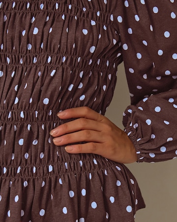 Monsoon Shae Smocked Polka Dot Top